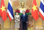 越南国会主席陈青敏会见泰国总理佩通坦